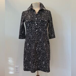 Persifor Women’s BlackWhite Print Dress Polo Style 
Stretchable / Size M